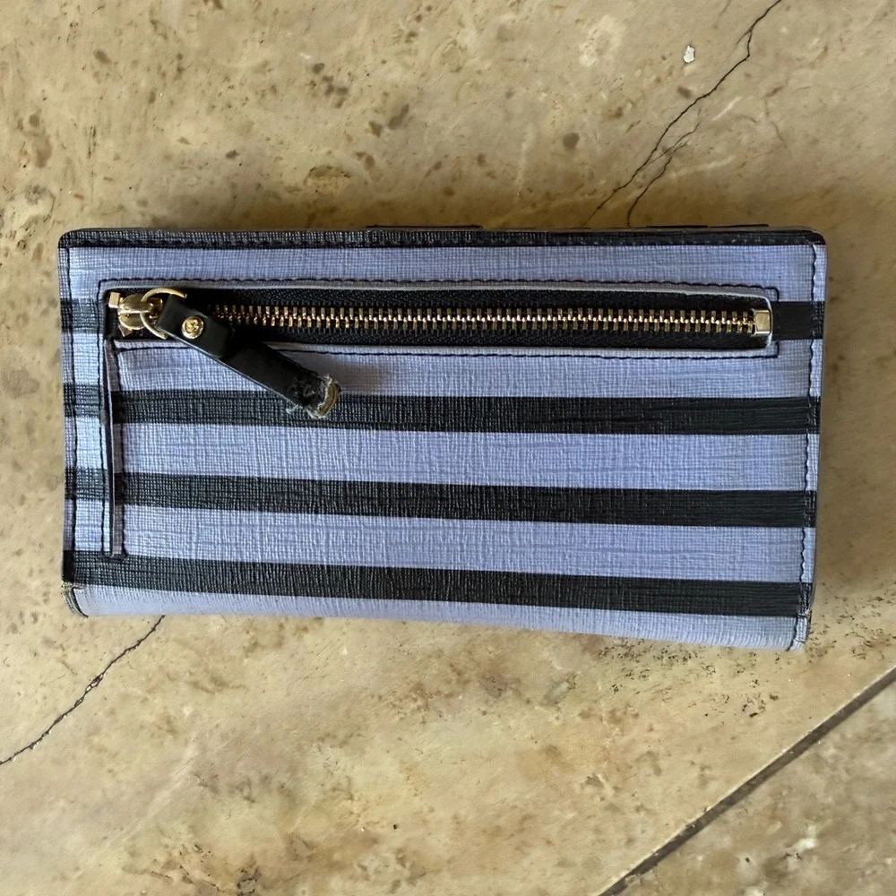 KATE SPADE ladies wallet 3 1/2 x 7” preowned good fair condition, purple black